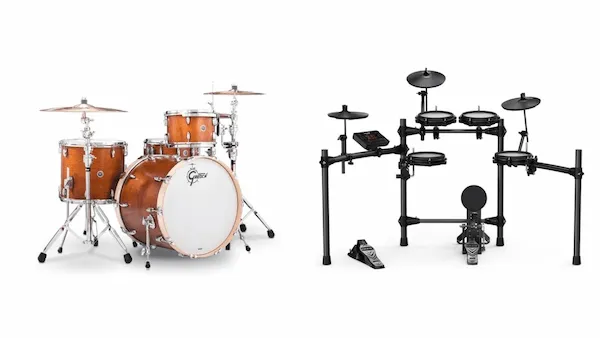 Image d'une batterie accoustique et une batterie électronique