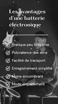 Image listant les avantages de la batterie électronique