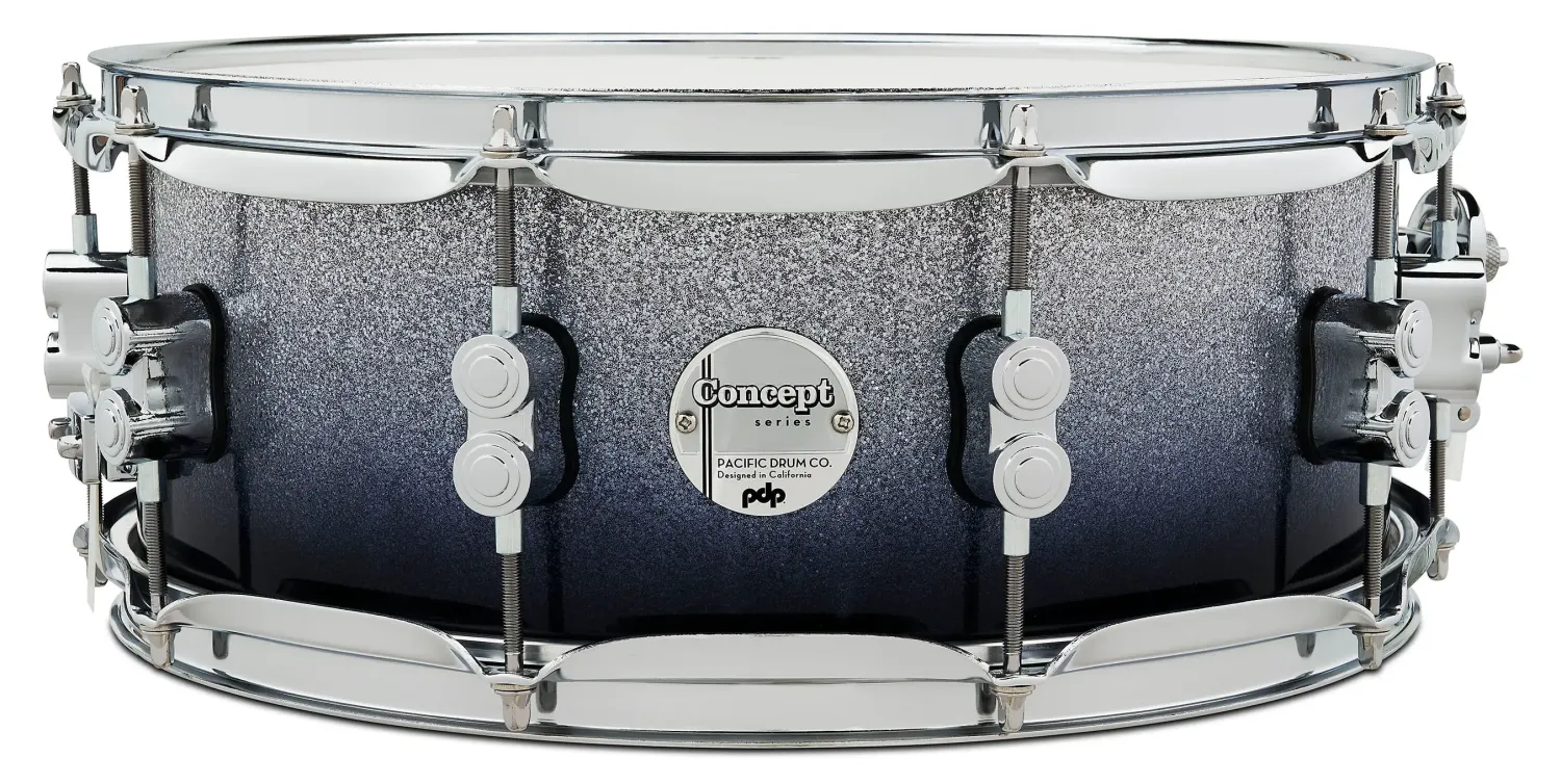 PDP Concept Maple Caisse Claire 14"x 5.5" Silver/Black Fade Lacquer