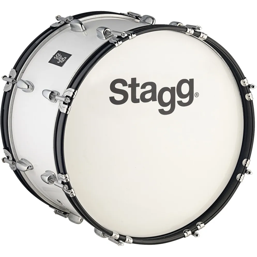 Grosse Caisse Stagg 24 X 10" Marching - Tilleul - White + Sangle/Batte