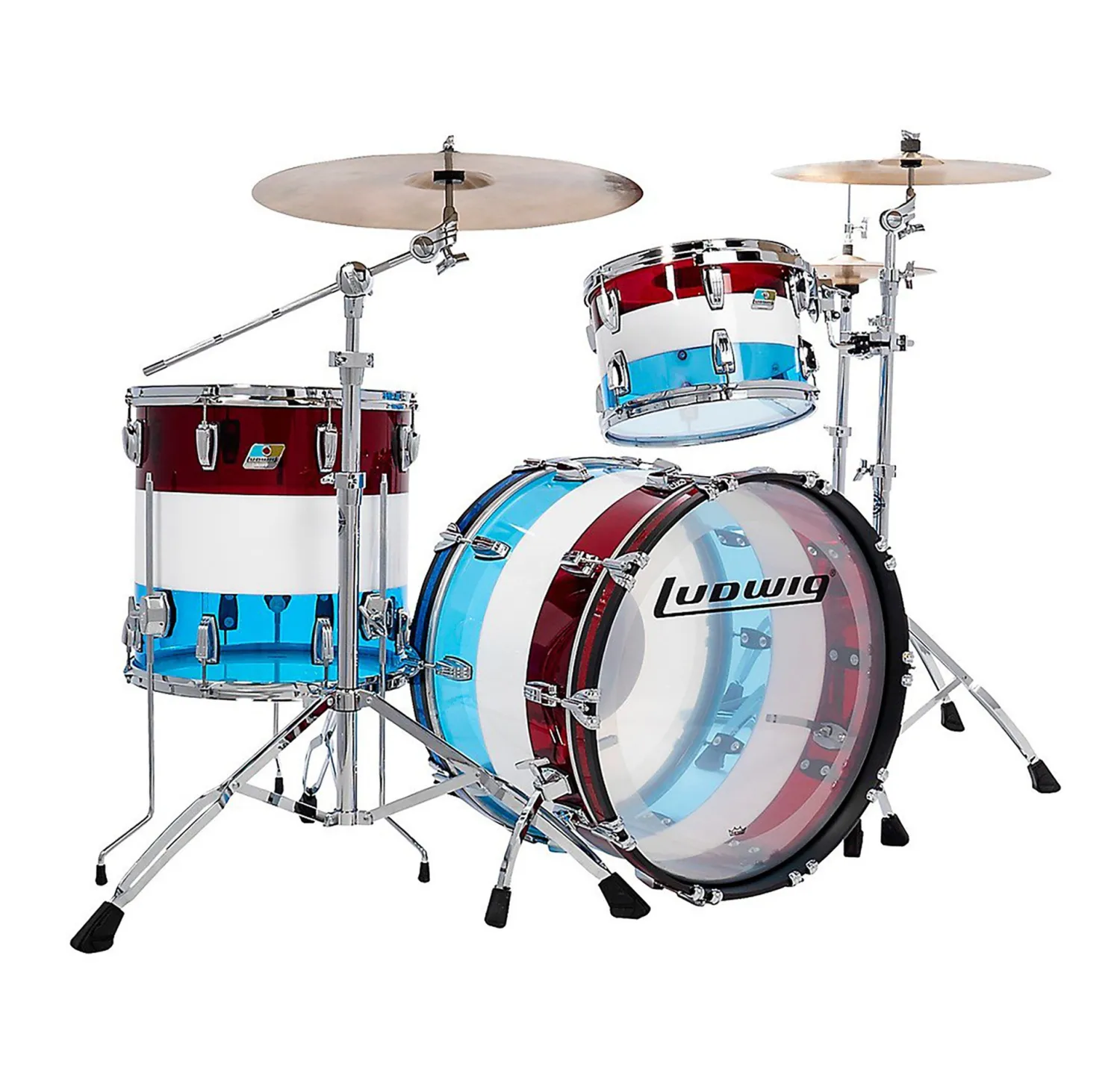 LUDWIG Vistalite 50Th Anniversary Batterie 22"/3pcs Rouge/Blanc/Bleu