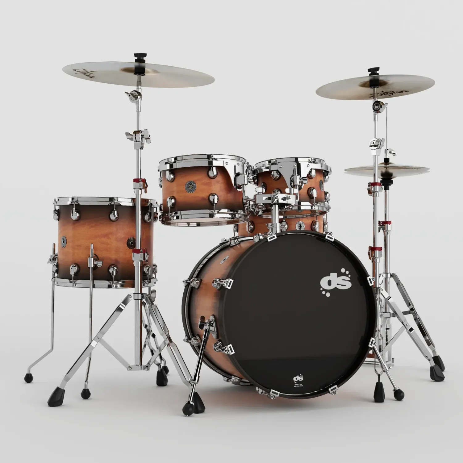 DS DRUMS Groove Master Batterie 20"/5pcs Amber Burst Satin w/ Hardware 