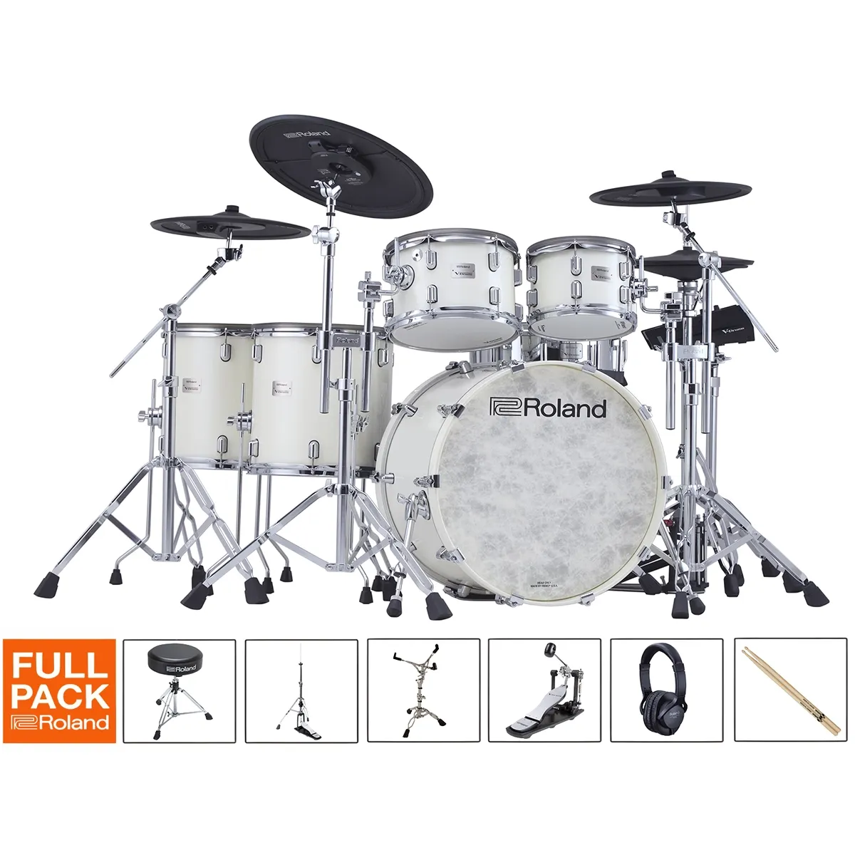 ROLAND VAD716 Batterie V-Drums Acoustic Pearl White Full Pack