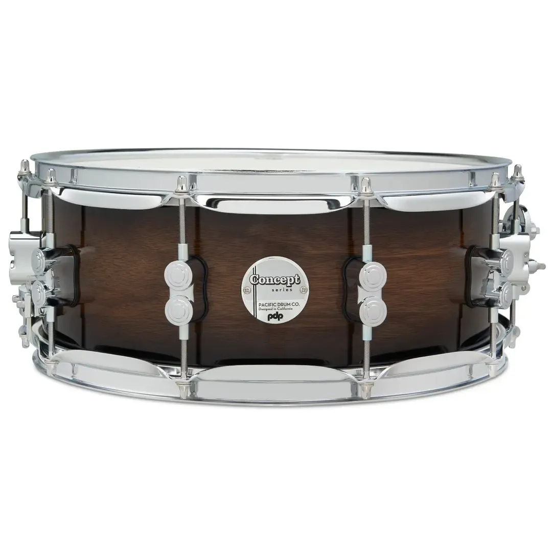 PDP Concept Maple Exotic Caisse Claire 14"x 5.5" Walnut To Charcoal Burst
