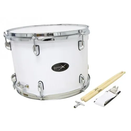Tambour Basix 14 X 10" Marching Tenor - White + Baguettes