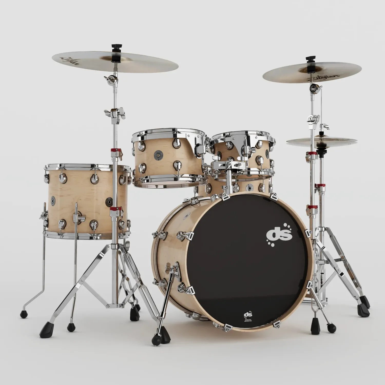 DS DRUMS Groove Master Batterie 20"/5pcs Natural Satin w/ Hardware 