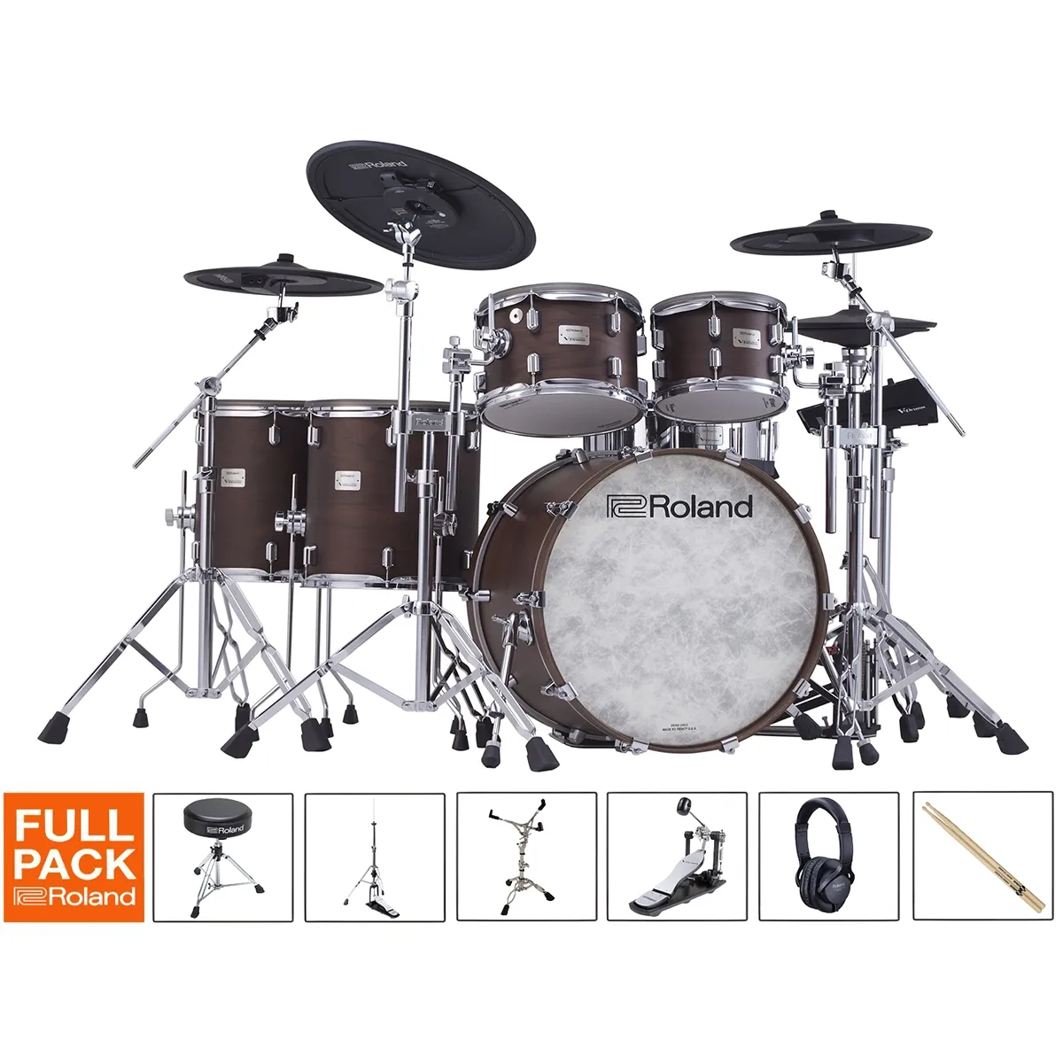 ROLAND VAD716 Batterie V-Drums Acoustic Satin Walnut Full Pack 