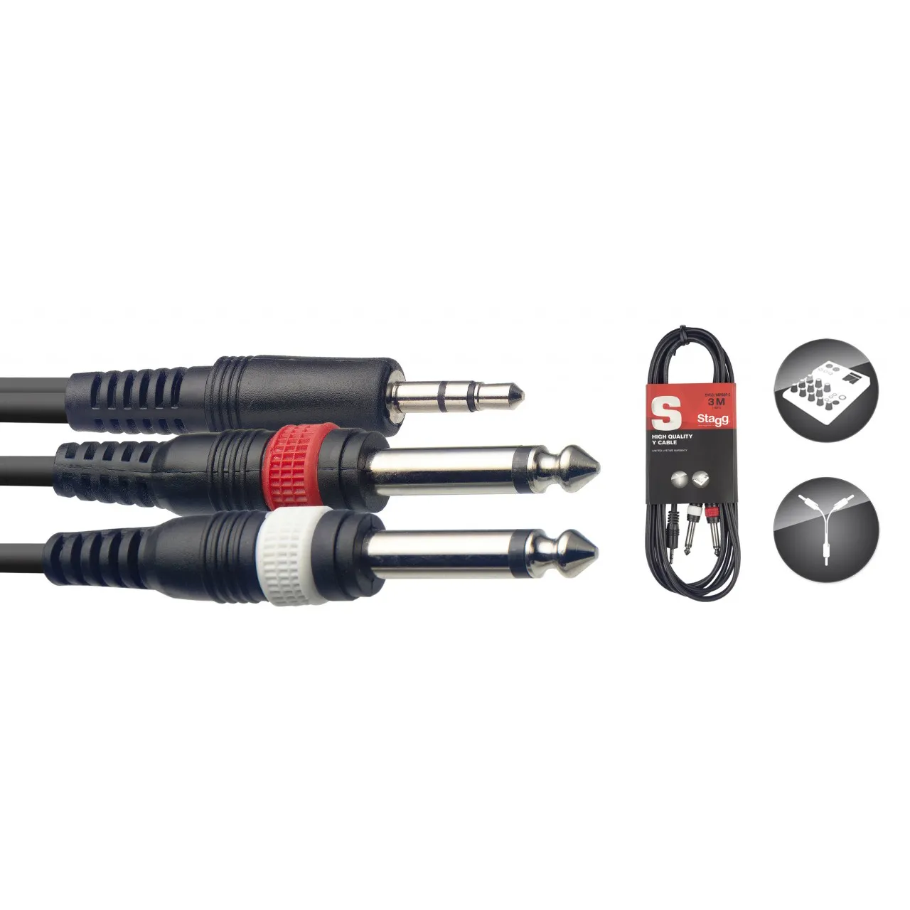Stagg Syc3/Mpsb2Pe Cable Jack Y - Stereo 3.5 / Mono 6.35 - 3M