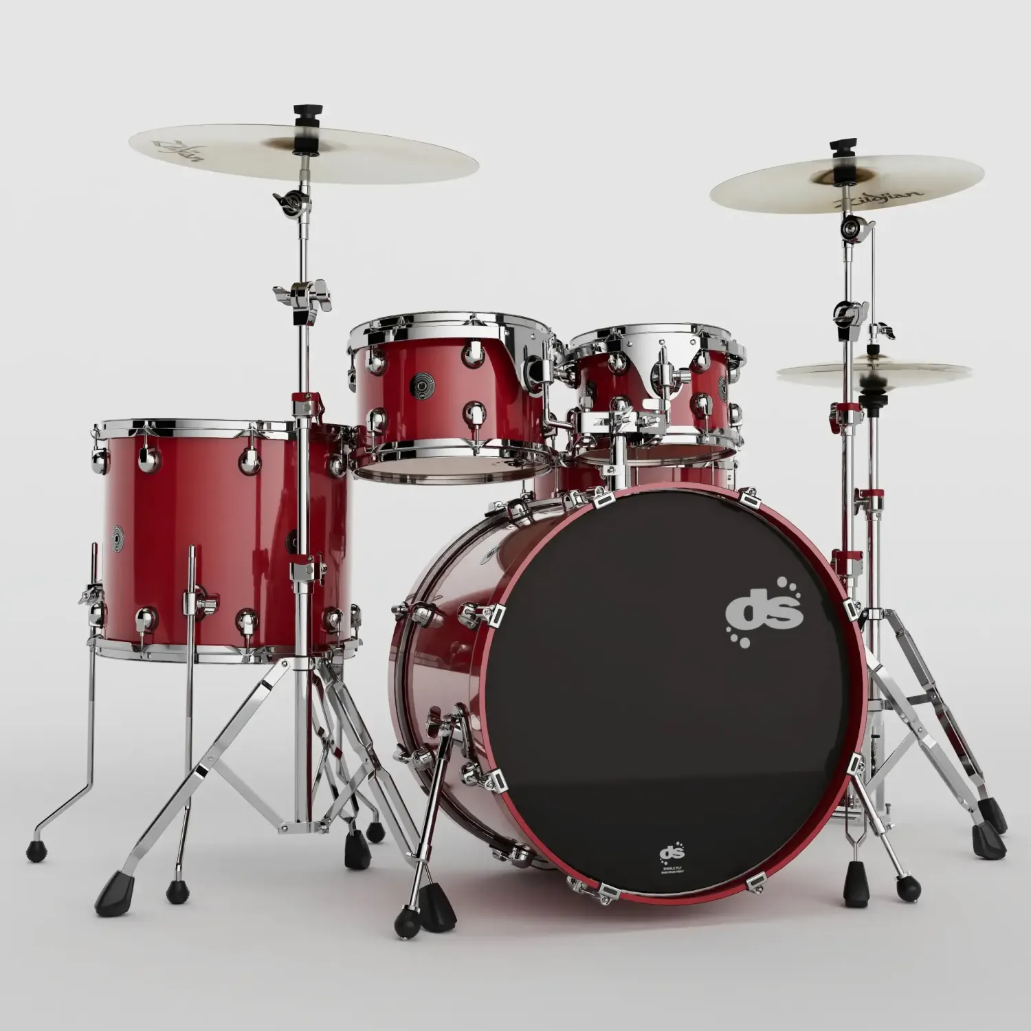 DS DRUMS Groove Master Batterie 22"/5pcs Spicy Red Lacquer