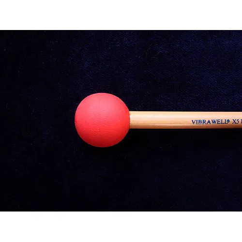 VIBRAWELL X5R Mailloche Xylophone Rotin Paire Caoutchouc Rouge Soft 25mm 