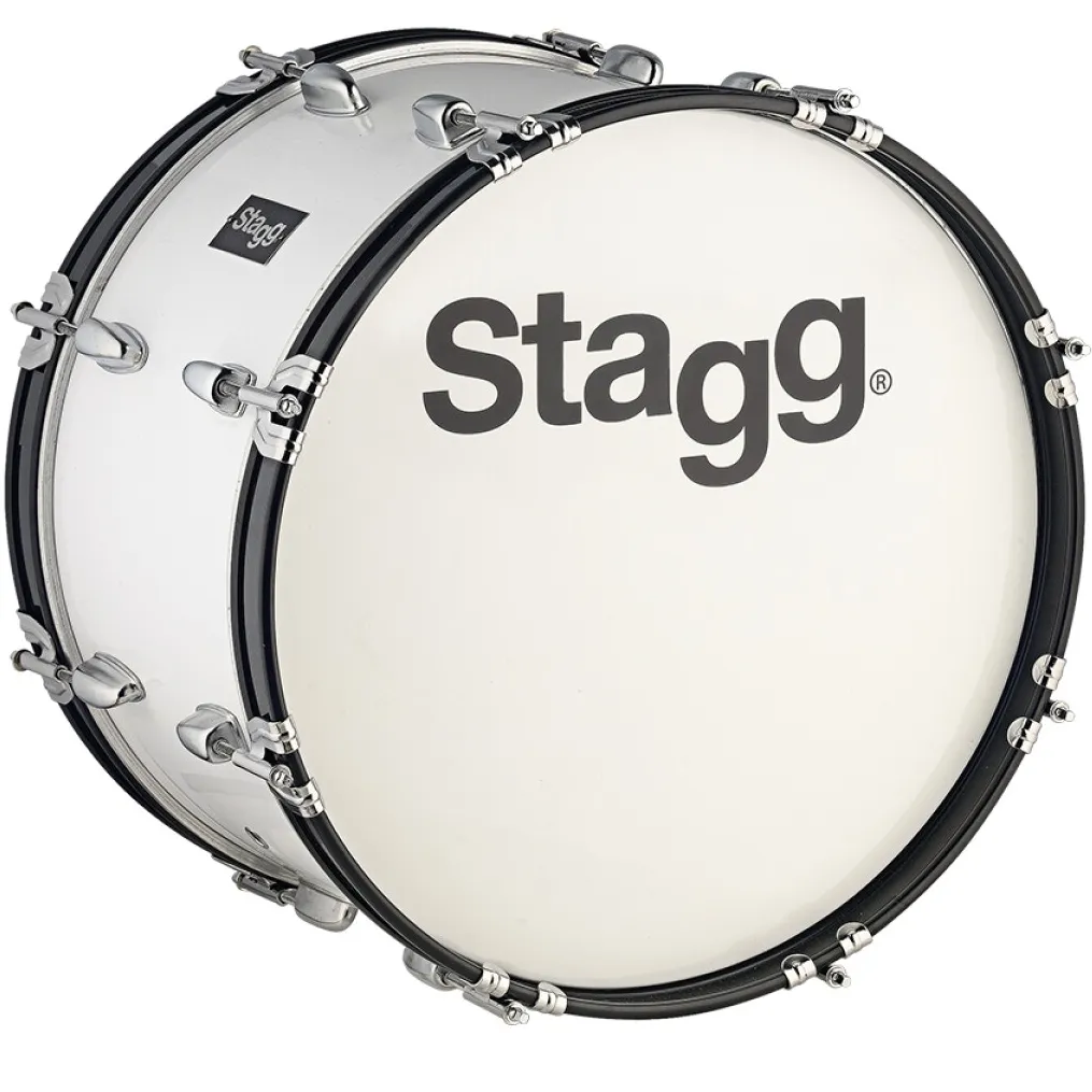Grosse Caisse Stagg 20 X 10" Marching - Tilleul - White + Sangle/Batte