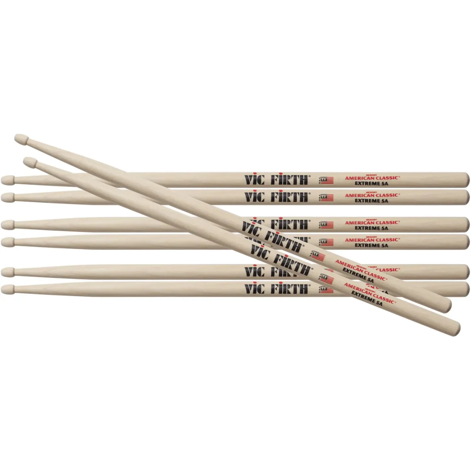 VIC FIRTH Pack Baguettes Extreme 5A 3 Paires & 1 Paire Extreme 5A Offerte 