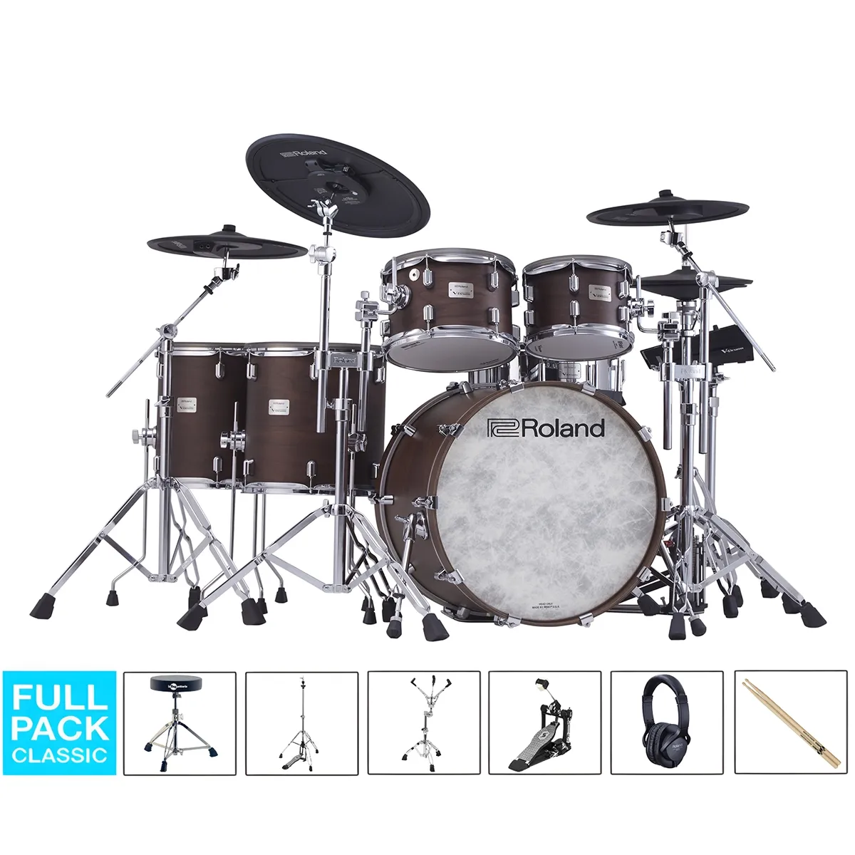 ROLAND VAD716 Batterie V-Drums Acoustic Satin Walnut Full Pack