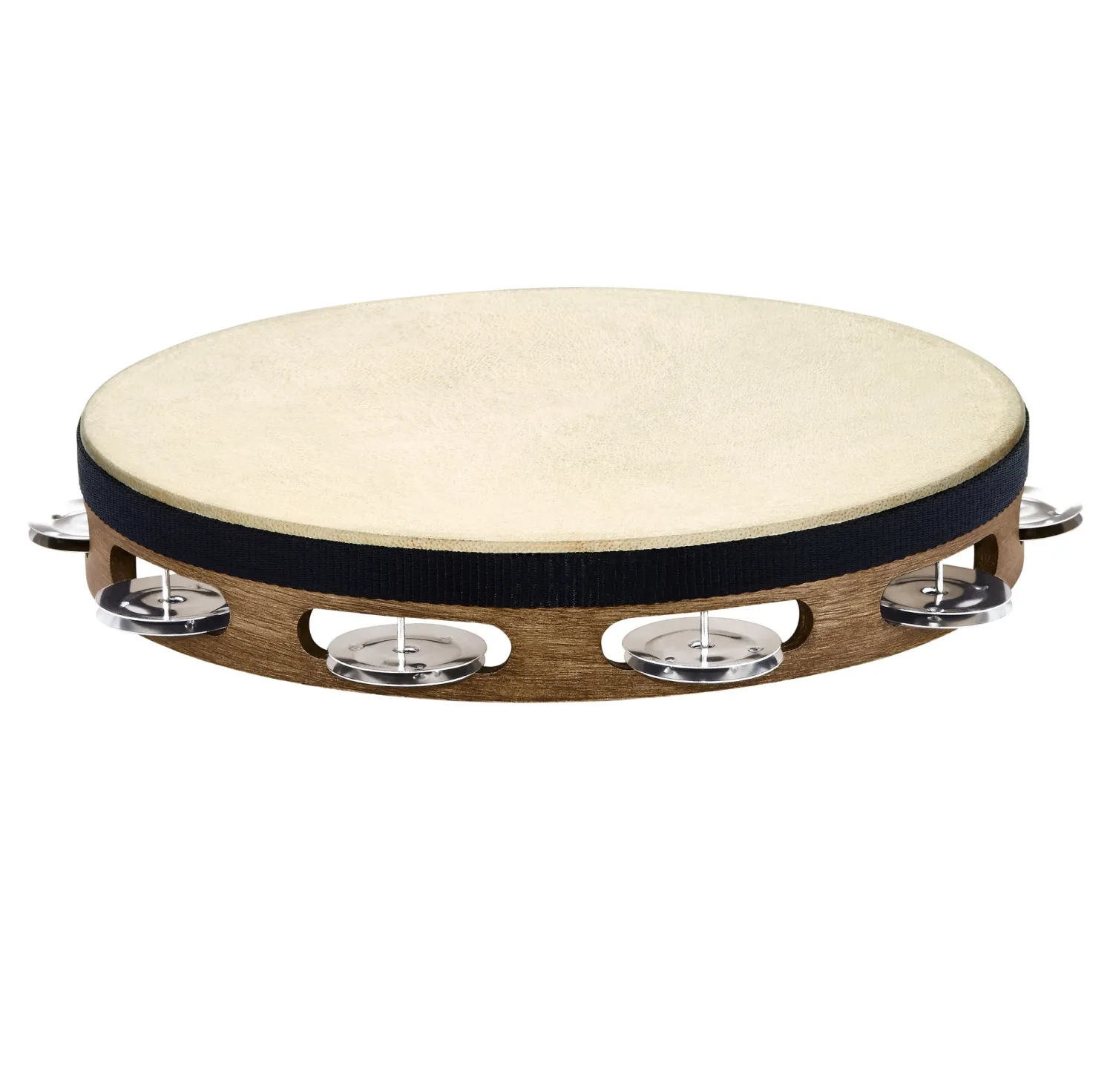 Tambourin Meinl Bois - Peau De Chevre - 1 Rang - Acier - Walnut Brown