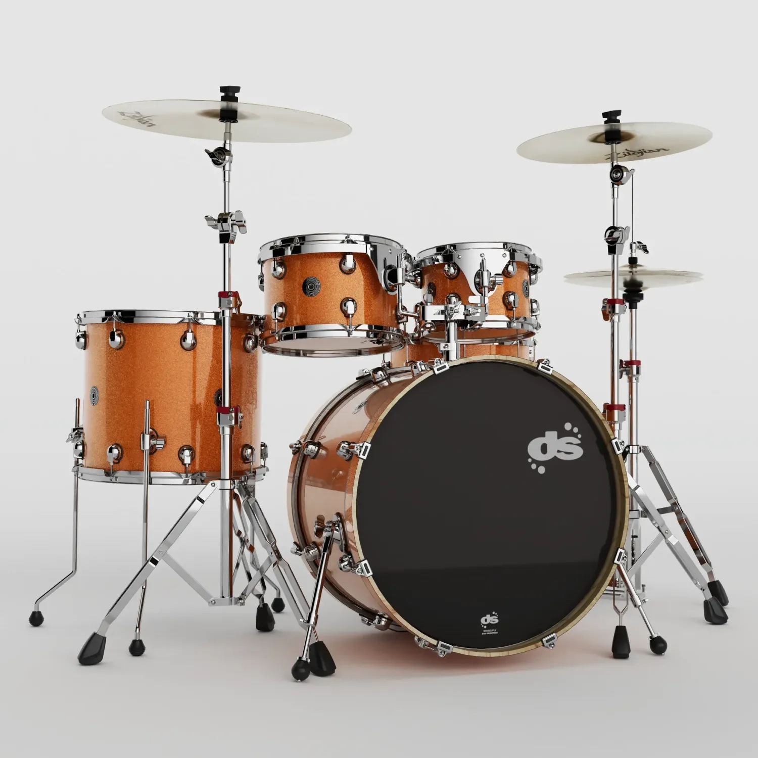 DS DRUMS Groove Master Batterie 22"/5pcs Orange Galaxy Wrapped w/ Hardware 