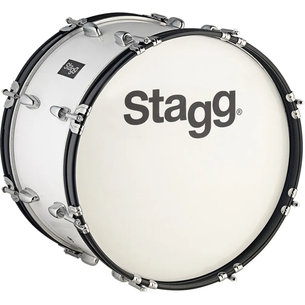 Grosse Caisse Stagg 22 X 10" Marching - Tilleul - White + Sangle/Batte