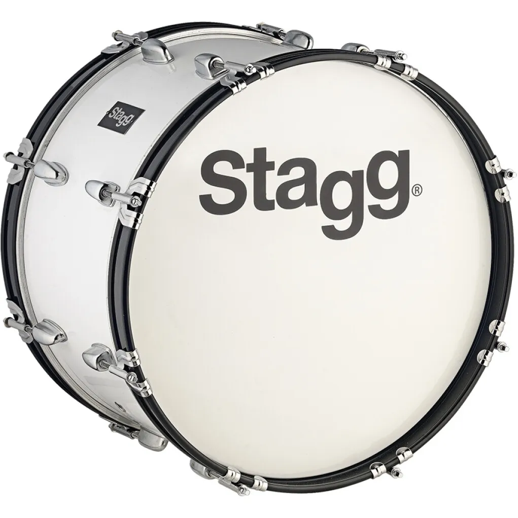 Grosse Caisse Stagg 20 X 12" Marching - Tilleul - White + Sangle/Batte
