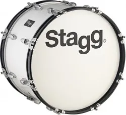 Grosse Caisse Stagg 22 X 12" Marching - Tilleul - White + Sangle/Batte