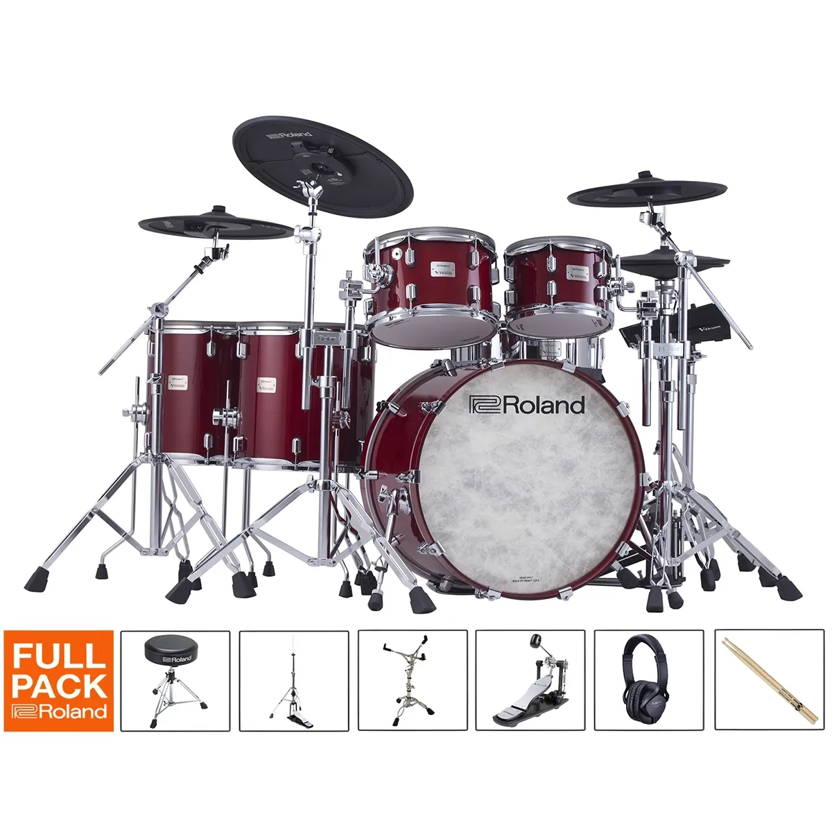 ROLAND VAD716 Batterie V-Drums Acoustic Gloss Cherry Full Pack 