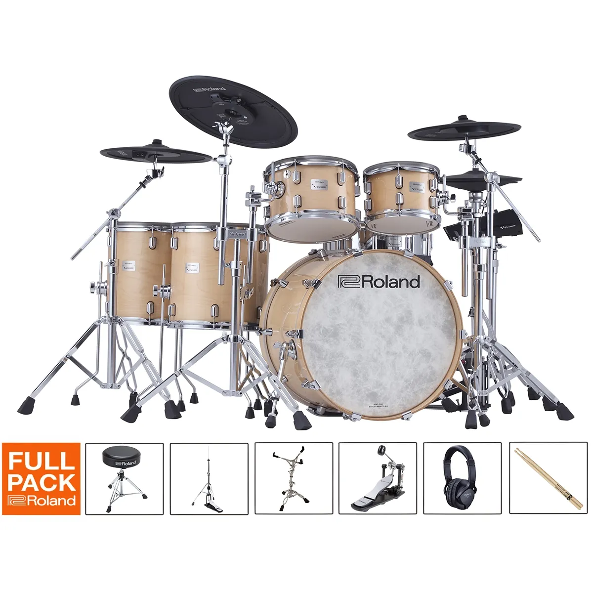 ROLAND VAD716 Batterie V-Drums Acoustic Gloss Natural Full Pack 