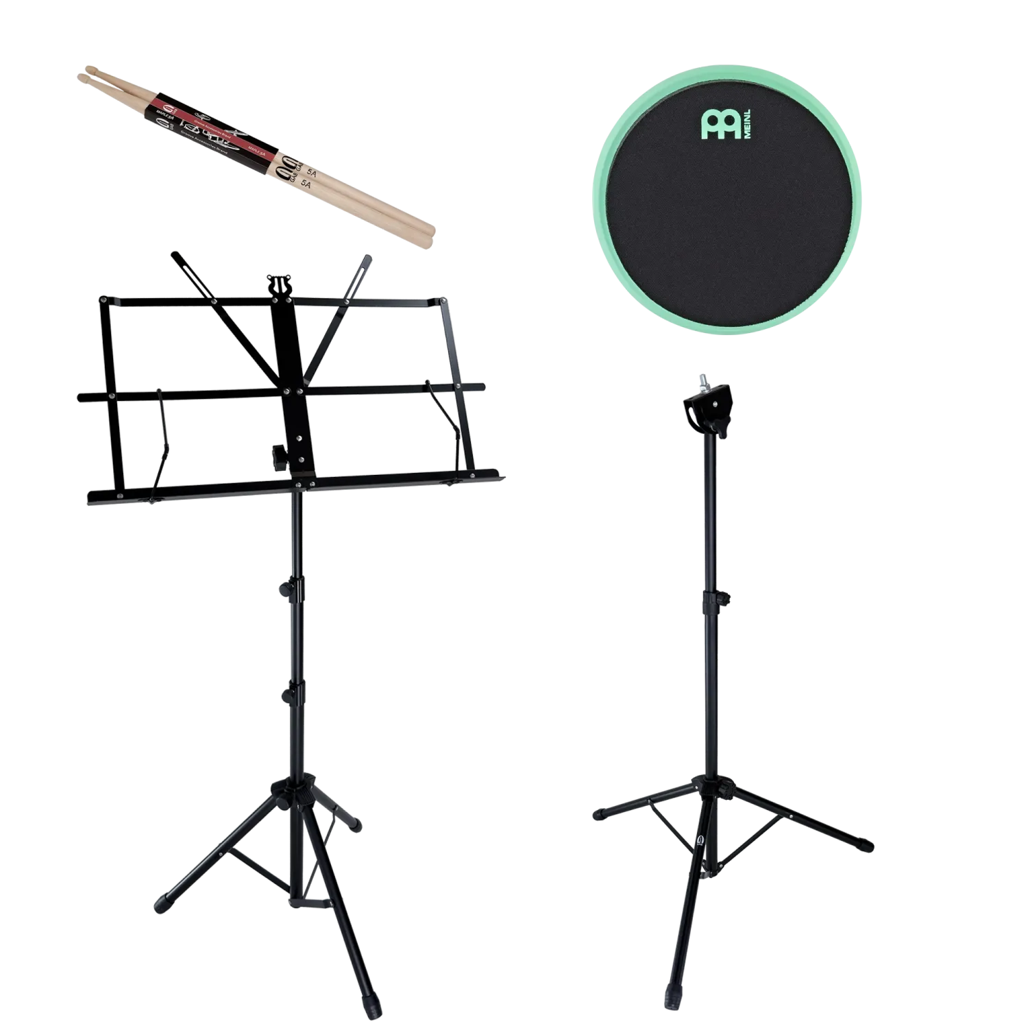 Pack Practice Pad Meinl 04" Marshmallow Sea Foam + Stand + Pupitre + Baguettes 5A