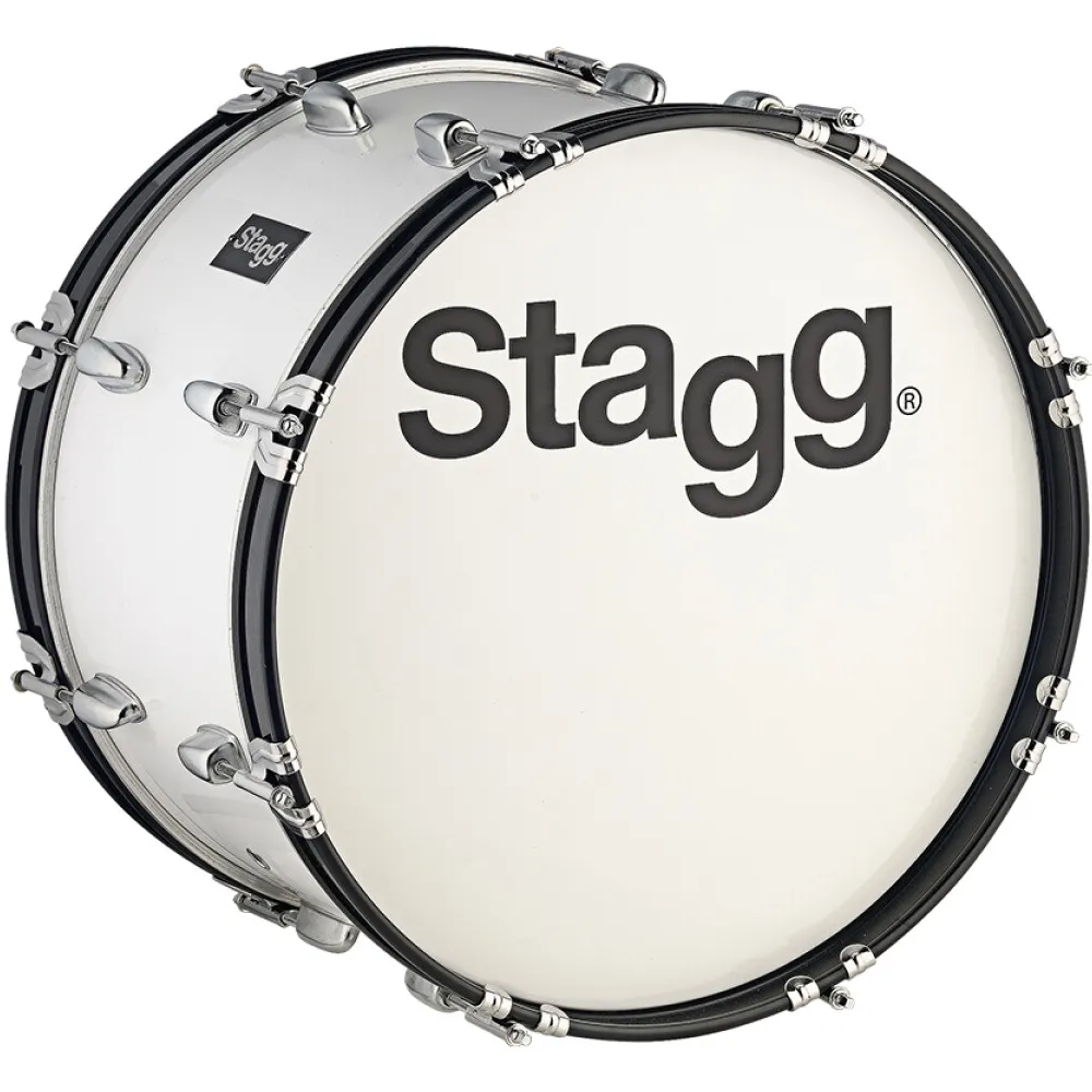 Grosse Caisse Stagg 18 X 10" Marching - Tilleul - White + Sangle/Batte