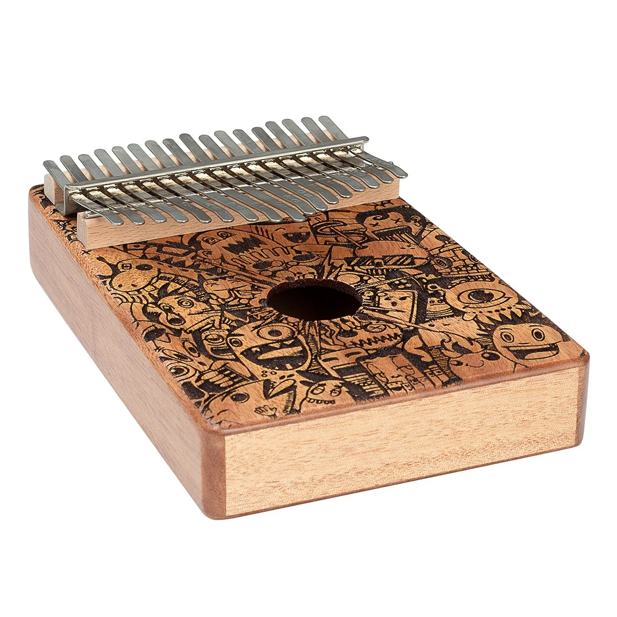 Kalimba Sela 17 Lames Hollow Mahogany - Little Monster Laser