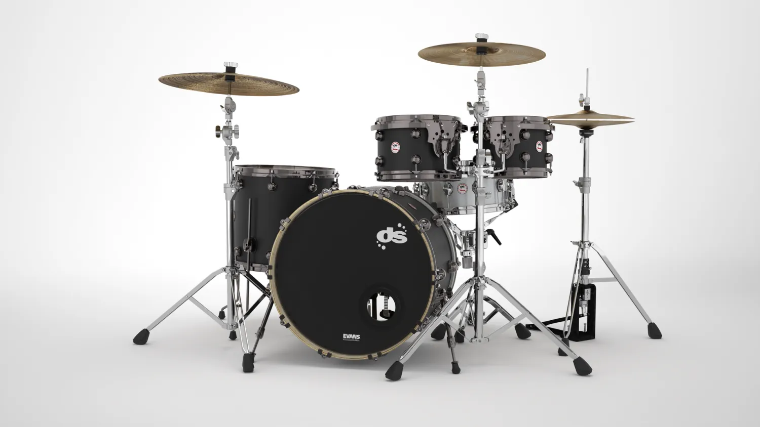 DS DRUMS Rebel Custom Shop Batterie 22"/4pcs Deep Black