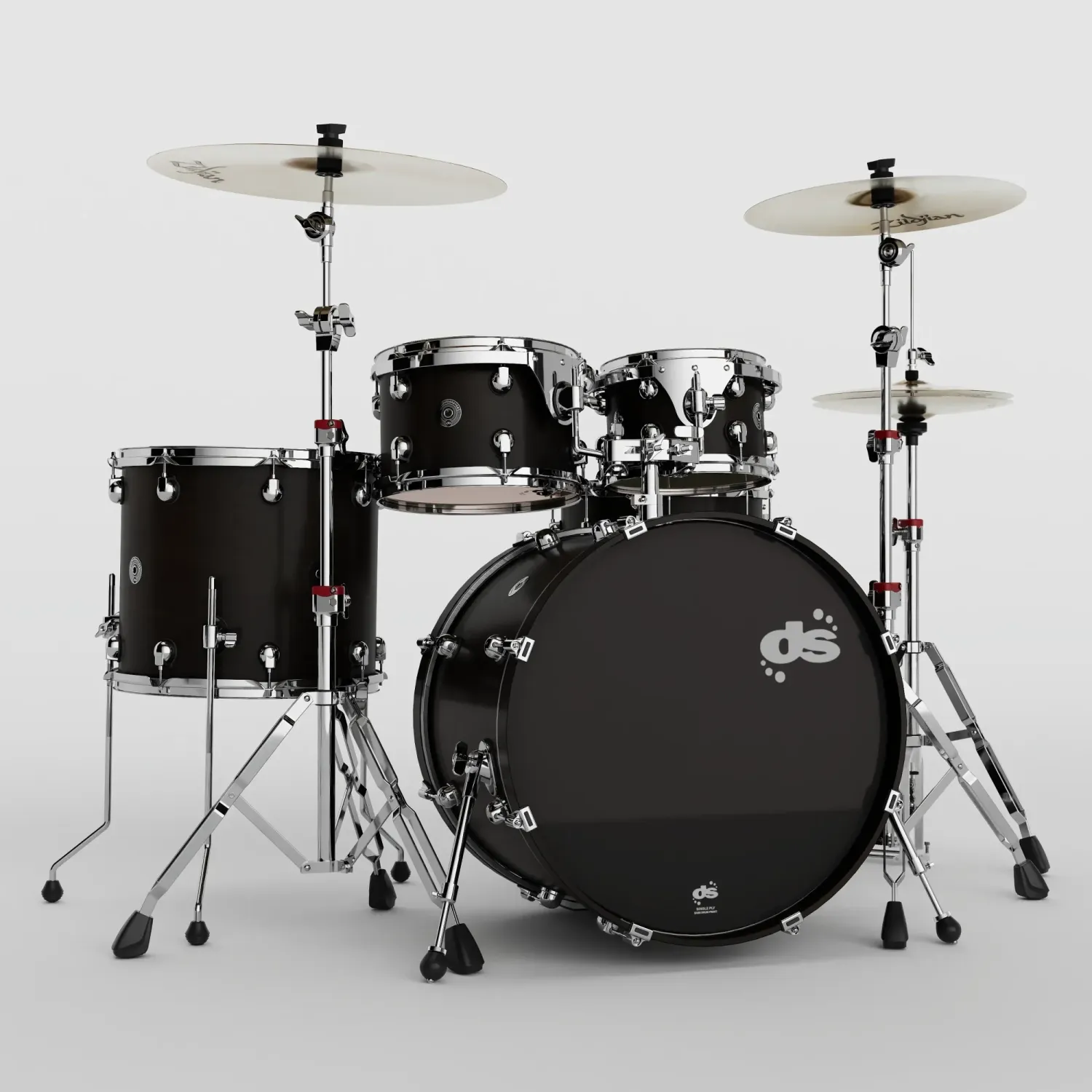 DS DRUMS Groove Master Batterie 22"/5pcs Black Mist Satin w/ Hardware 