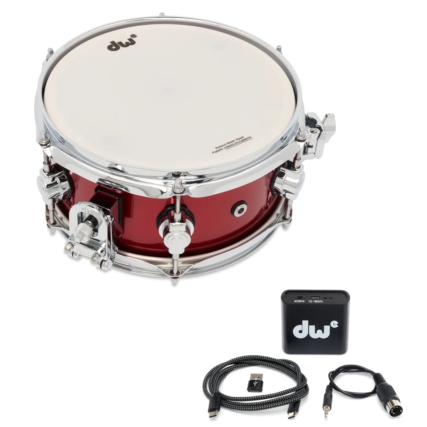 DWe Caisse Claire 14"x 6.5" Black Cherry Metallic Lacquer Bundle