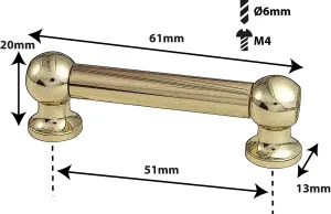 Coquille Spare Drum Tube Lug - Double Tirant - 51mm - Gold