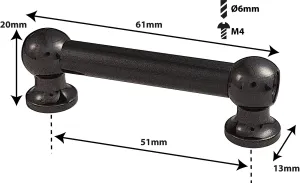 Coquille Spare Drum Tube Lug - Double Tirant - 51mm - Black