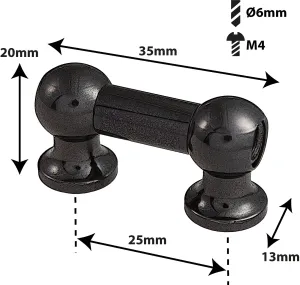 Coquille Spare Drum Tube Lug - Double Tirant - 25mm - Black