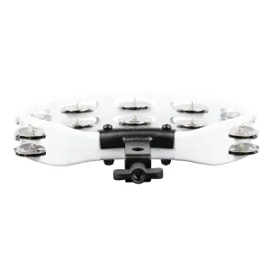 MEINL HTMT2WH Tambourin Headliner Demi-Lune 2 Rangs Acier White w/clamp