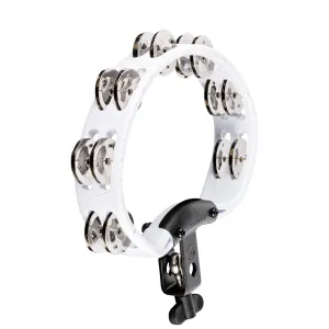 MEINL HTMT2WH Tambourin Headliner Demi-Lune 2 Rangs Acier White w/clamp