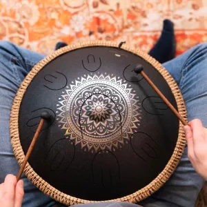 Tongue Drum Meinl Sonic Energy Octave Steel - Black Floral - D Kurd