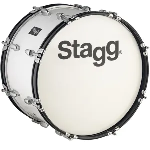 Grosse Caisse Stagg 20 X 10" Marching - Tilleul - White + Sangle/Batte