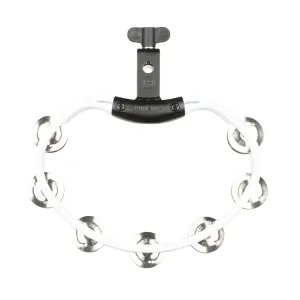 MEINL HTMT2WH Tambourin Headliner Demi-Lune 2 Rangs Acier White w/clamp