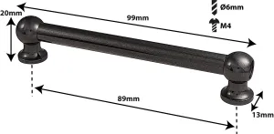 Coquille Spare Drum Tube Lug - Double Tirant - 89mm - Black