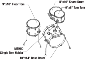 TAMA Club-JAM Flyer Kit Batterie 14"/4pcs + Hardware Candy Apple Mist