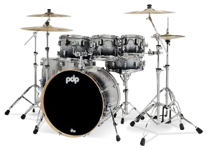 PDP Concept Maple Batterie 22"/7pcs Silver/Black Fade Lacquer