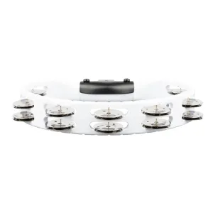 MEINL HTMT2WH Tambourin Headliner Demi-Lune 2 Rangs Acier White w/clamp