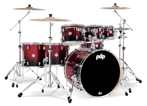 PDP Concept Maple Batterie 22"/7pcs Red/Black Fade Lacquer