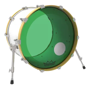 REMO Colortone 20" Powerstroke 3 Bass Green W/Hole