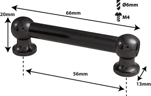 Coquille Spare Drum Tube Lug - Double Tirant - 56mm - Black