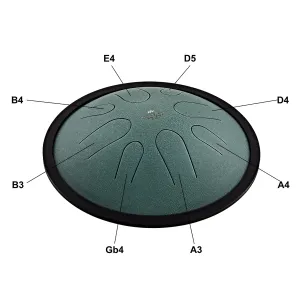 MEINL SONIC ENERGY CSTD1DG Compact Steel Tongue Drum 10" Si Mineur 432hz, 8 Notes, Dark Green