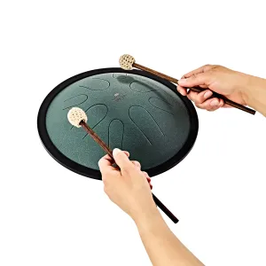 MEINL SONIC ENERGY CSTD1DG Compact Steel Tongue Drum 10" Si Mineur 432hz, 8 Notes, Dark Green
