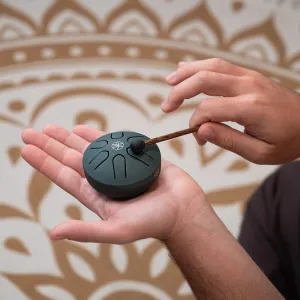 MEINL SONIC ENRGY PSTD4DGGOL Pocket Steel Tongue Drum 3" 6 Notes 440hz, La Majeur, Dark Green Germ of Life