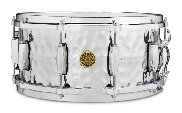 GRETSCH USA Custom Caisse Claire 14"x 6,5" Laiton - Hammered Chrome Over B