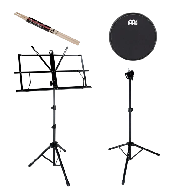 Produit Pack Practice Pad Meinl 04" Marshmallow Black + Stand + Pupitre + Baguettes 5A Image